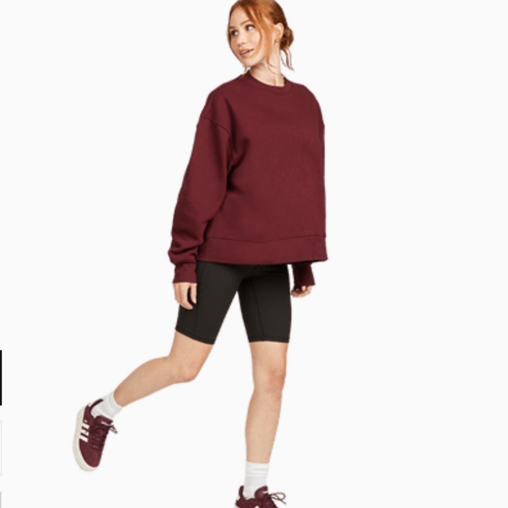 NWT WeWoreWhat Oversized Crewneck Fleece Sweatshirt - Maroon - Size Small